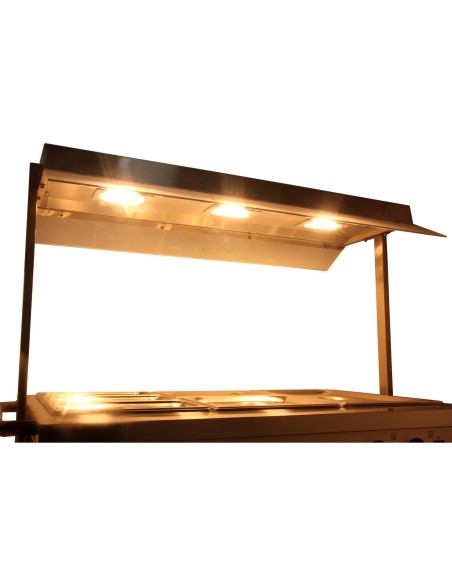 Mobile Bain Marie top Hot Cupboard with Heated Sneeze Guard | Stalwart DA-YH3W