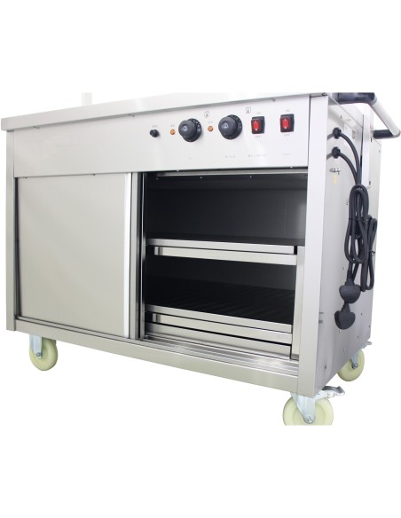Mobile Bain Marie top Hot Cupboard with Heated Sneeze Guard | Stalwart DA-YH3W