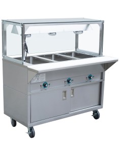 Mobile Bainmarie with Cupboard & Heated overshelf 3xGN1/1 | DA-EST3SWCBSD-FTGSG1948