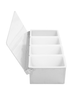 Professional Best Quality Garnish Tray / Condiment Dispenser with Lid 4 compartments Stainless steel & Plastic For Catering 2