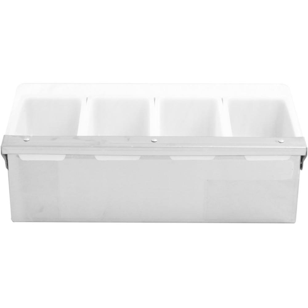 Garnish Tray / Condiment Dispenser with Lid 4 compartments Stainless steel &amp Plastic | Stalwart DA-CHB04