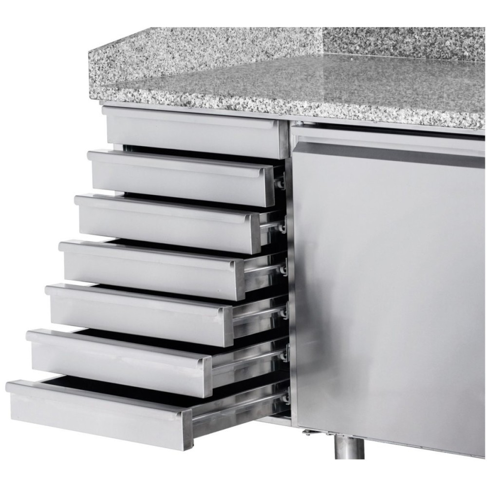 Refrigerated pizza preparation table 2 door 7 neutral drawers | Stalwart DA-THPZ2610TN