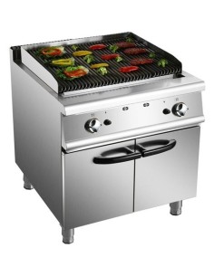 Professional Gas Lava Rock Grill with Cabinet Base 18kW 900mm Depth | Stalwart DA-HGL907