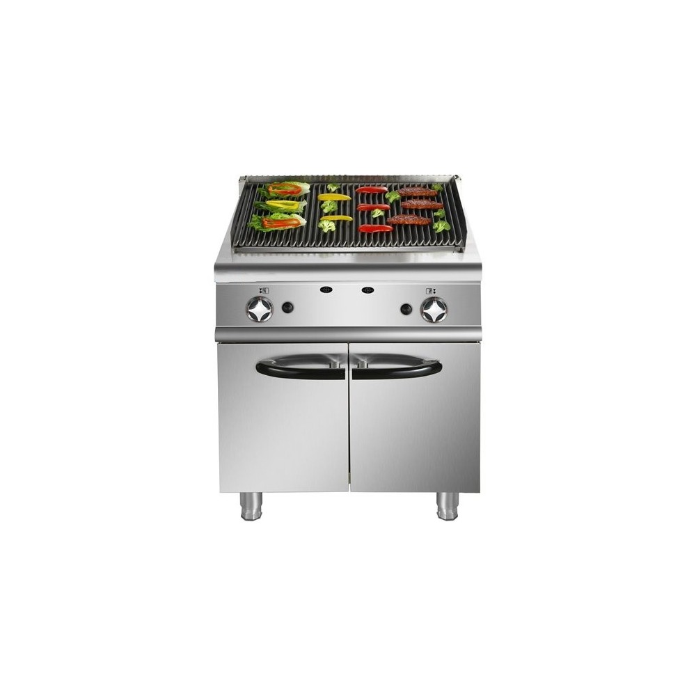 Professional Gas Lava Rock Grill with Cabinet Base 18kW 900mm Depth | Stalwart DA-HGL907