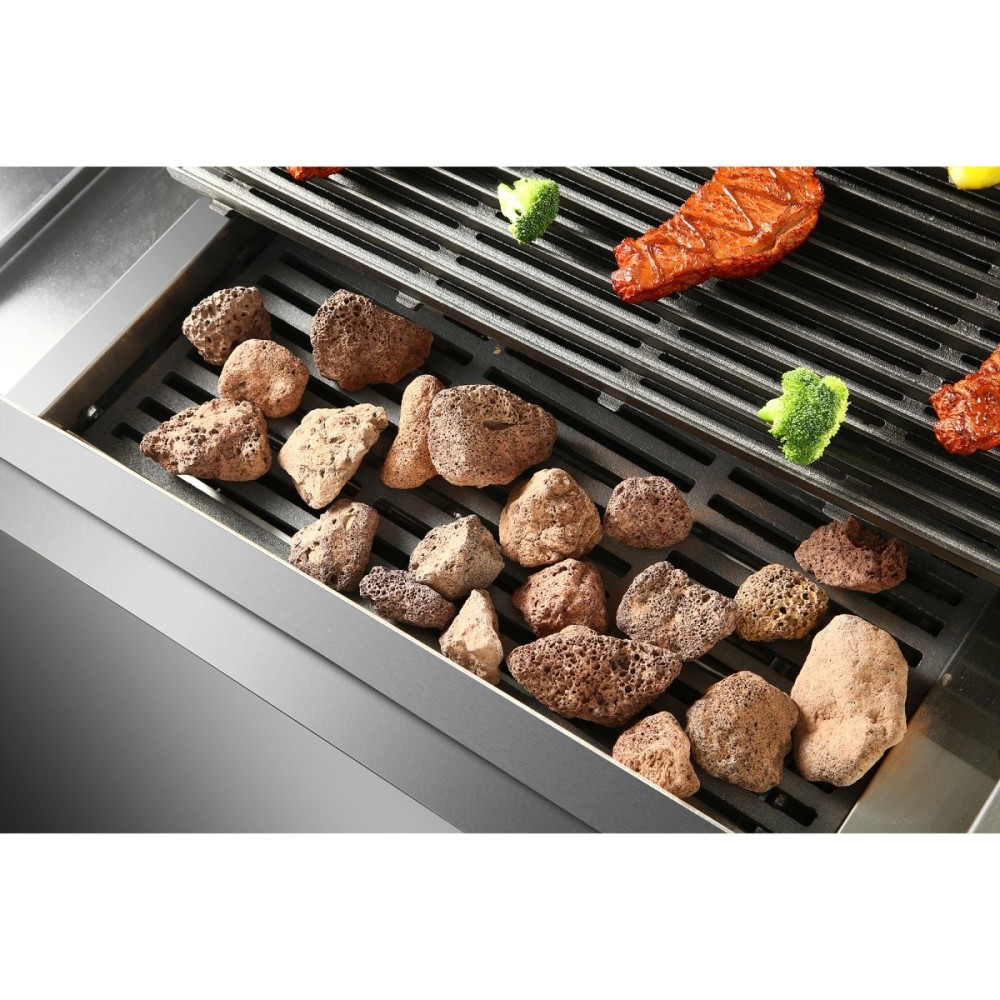 Professional Gas Lava Rock Grill with Cabinet Base 18kW 900mm Depth | Stalwart DA-HGL907