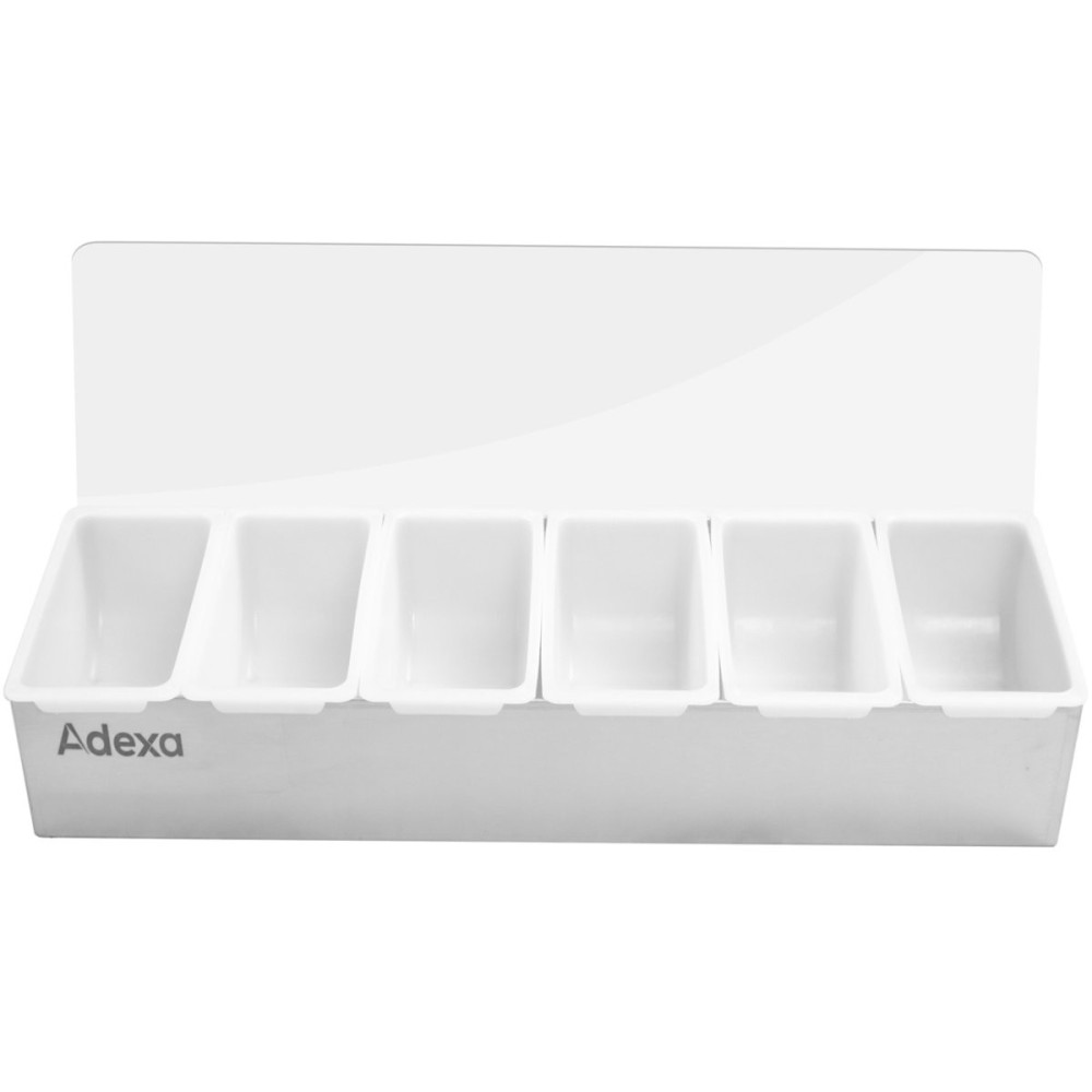 Garnish Tray / Condiment Dispenser with Lid 6 compartments Stainless steel Plastic | Stalwart DA-CHB06