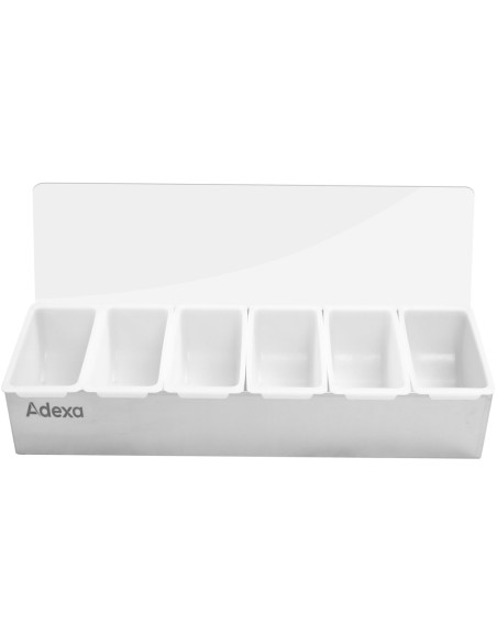 Garnish Tray / Condiment Dispenser with Lid 6 compartments Stainless steel Plastic | Stalwart DA-CHB06