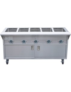 Mobile Servery Steam Table with Cupboard 5xGN1/1 | Stalwart DA- EST5SWCBSD