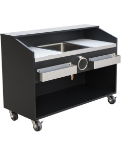 Commercial Portable Bar Stainless Steel &amp Black 1550x600x1100mm | Stalwart DA- PB2461BLM