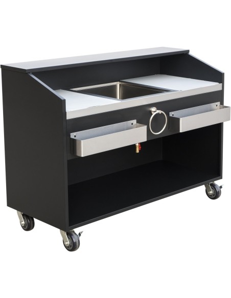 Commercial Portable Bar Stainless Steel &amp Black 1550x600x1100mm | Stalwart DA- PB2461BLM