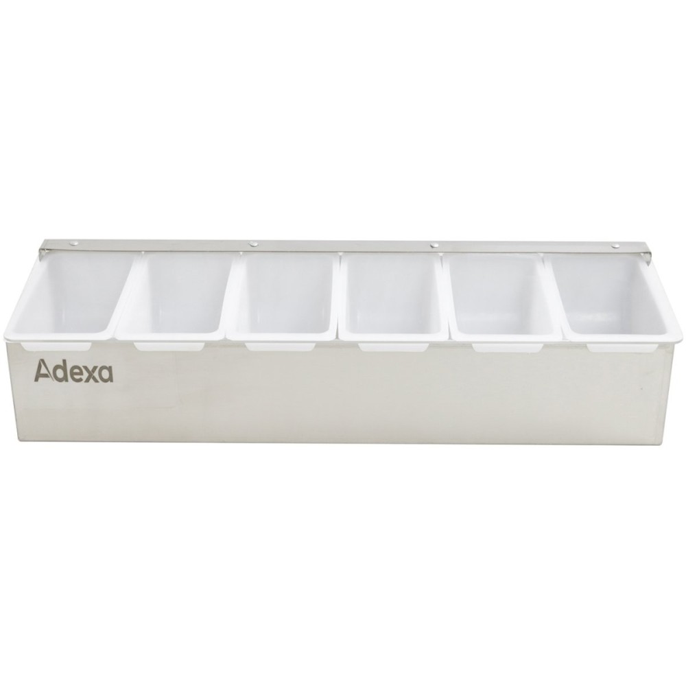 Garnish Tray / Condiment Dispenser with Lid 6 compartments Stainless steel Plastic | Stalwart DA-CHB06