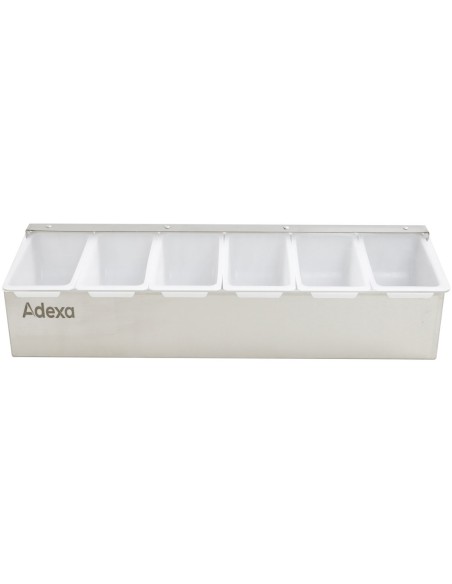 Garnish Tray / Condiment Dispenser with Lid 6 compartments Stainless steel Plastic | Stalwart DA-CHB06