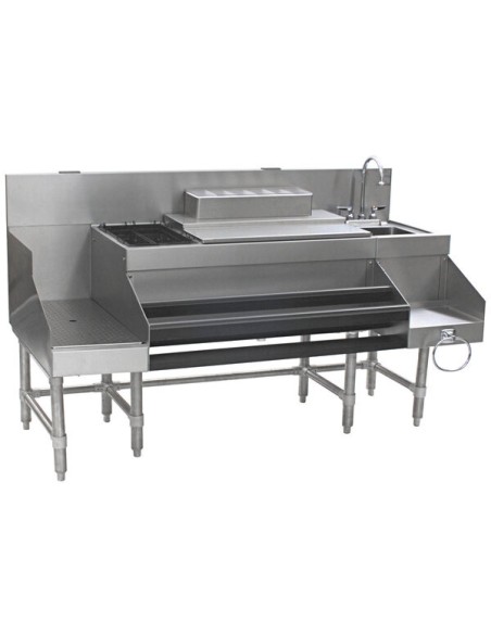 Commercial Stainless Steel Cocktail Station with Backsplash 1520x760x760mm | Stalwart DA- CCS6012LD