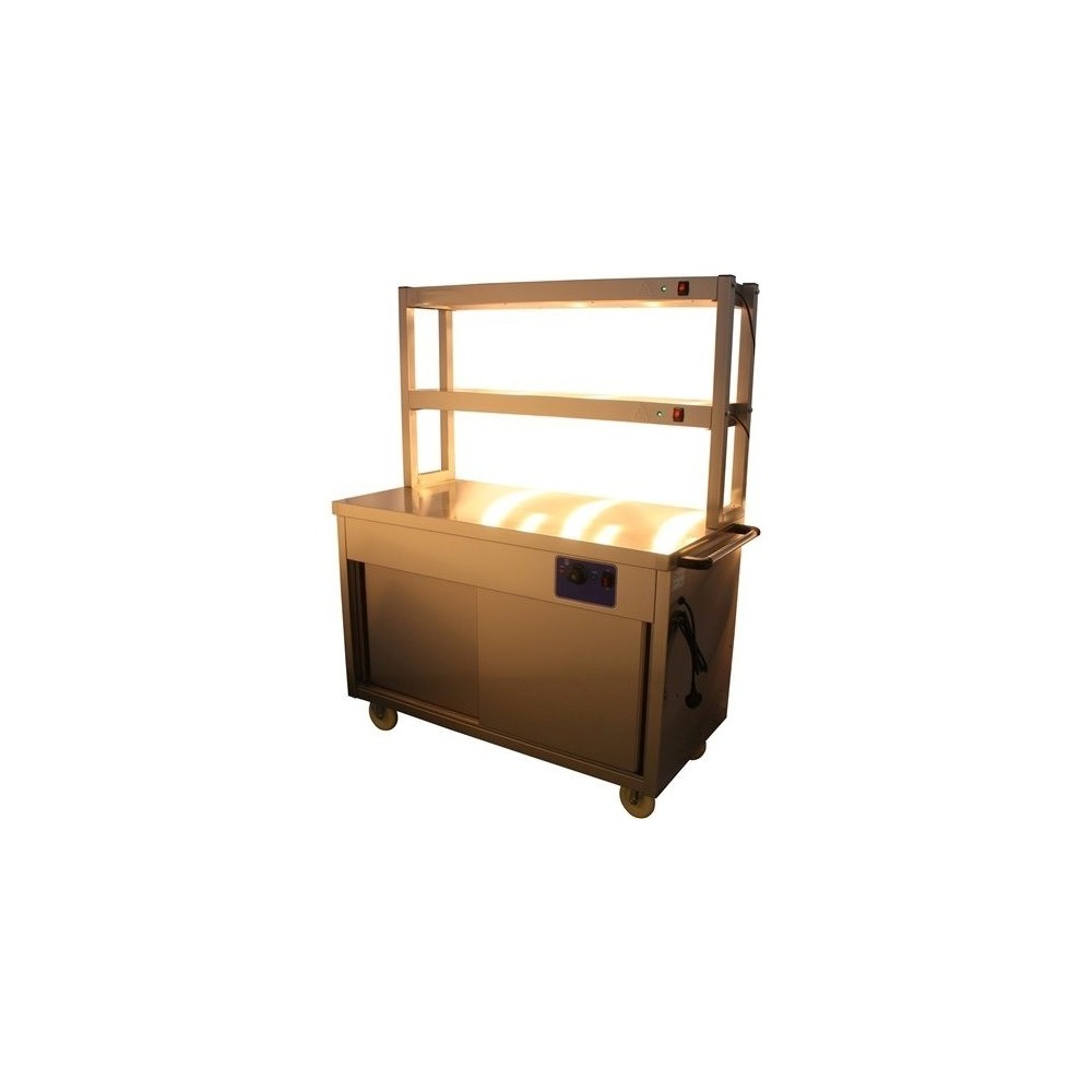 Mobile Flat Top Hot Cupboard with 2 tier Heated Gantry 1500mm | Stalwart DA-HYH15HD