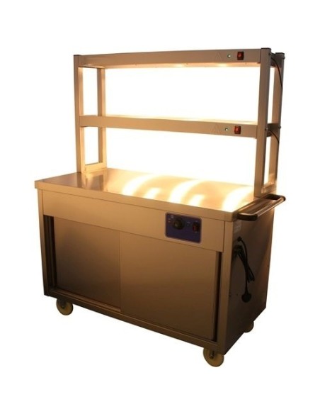Mobile Flat Top Hot Cupboard with 2 tier Heated Gantry 1500mm | Stalwart DA-HYH15HD