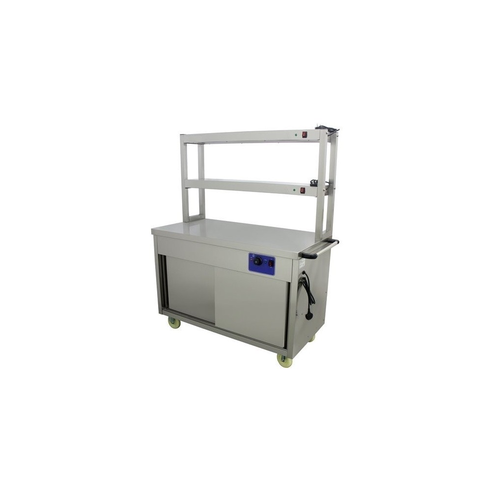 Mobile Flat Top Hot Cupboard with 2 tier Heated Gantry 1500mm | Stalwart DA-HYH15HD