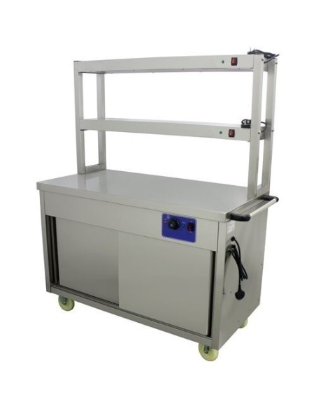 Mobile Flat Top Hot Cupboard with 2 tier Heated Gantry 1500mm | Stalwart DA-HYH15HD