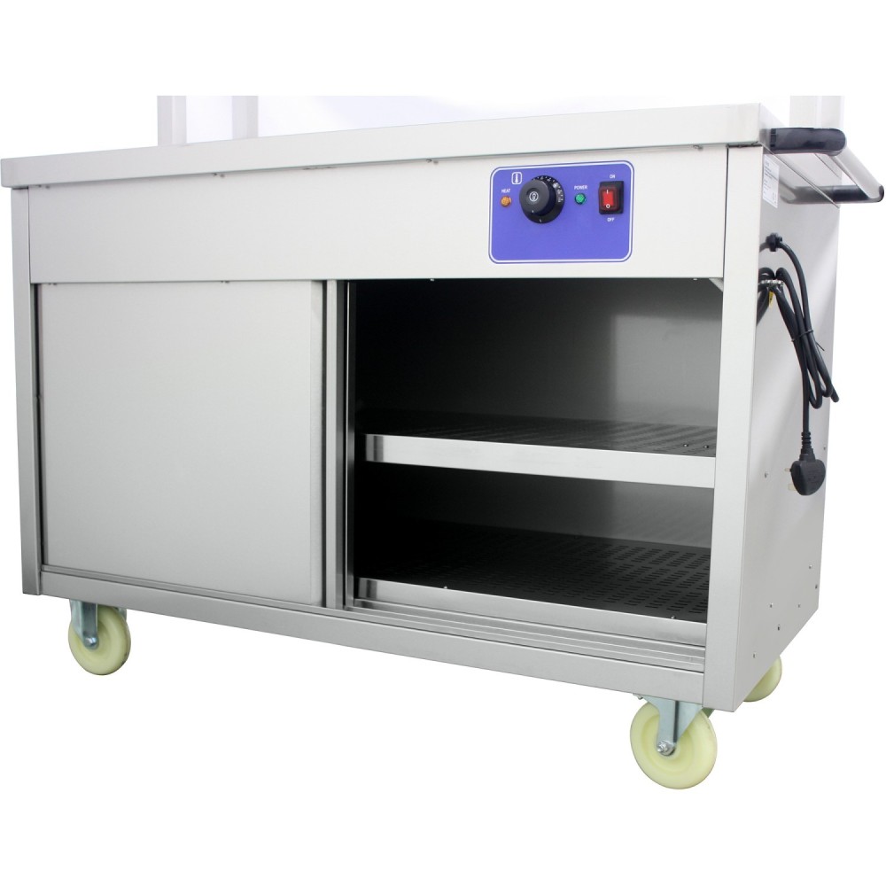 Mobile Flat Top Hot Cupboard with 2 tier Heated Gantry 1500mm | Stalwart DA-HYH15HD