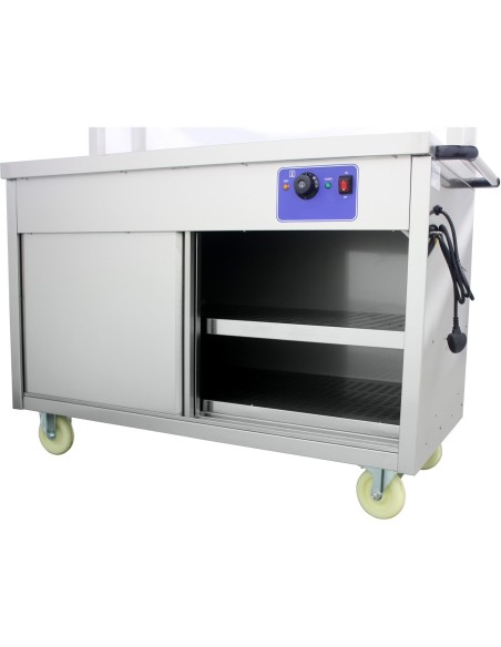 Mobile Flat Top Hot Cupboard with 2 tier Heated Gantry 1500mm | Stalwart DA-HYH15HD