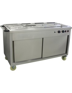 Mobile Bain Marie Hot Cupboard 4 x GN 1/1 Capacity 1420mm Wide | Stalwart YH4W1