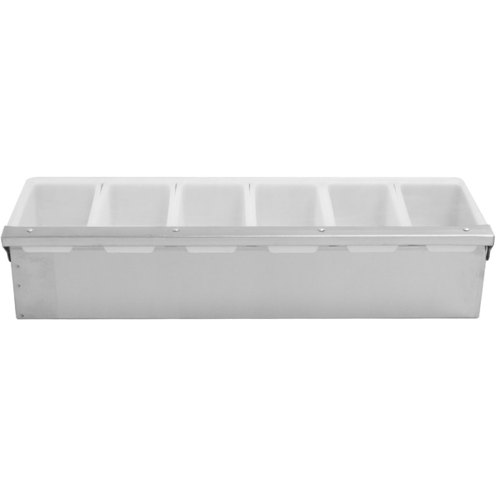 Garnish Tray / Condiment Dispenser with Lid 6 compartments Stainless steel Plastic | Stalwart DA-CHB06