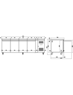 Commercial Freezer counter Ventilated 4 doors Depth 600mm | DA-FS41V 2