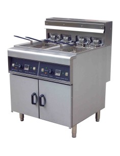 Free Standing Heavy Duty Electric Fryer 18kw Power Twin Tank 28Ltr + 28Ltr | Commercial Deep Fryer 4 Basket  DA-DF28L2