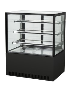 Cake counter Straight front 900x730x1300mm 3 shelves Black base LED | DA-GN900R3BLACK