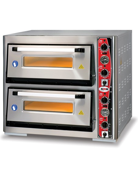 Electric Pizza Oven Premium Thermometer 2 chambers 620x620mm Capacity 4+4 pizzas at 12&quot 230V/1 phase | DA-PF6262DET