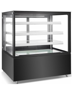 Cake counter Straight front 1000x730x1300mm 3 shelves Black base LED | Stalwart DA-GN1000R3BLACK