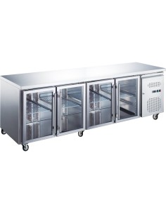 Commercial Refrigerated Counter 4 glass doors Depth 700mm | Stalwart DA-THP4100TNG
