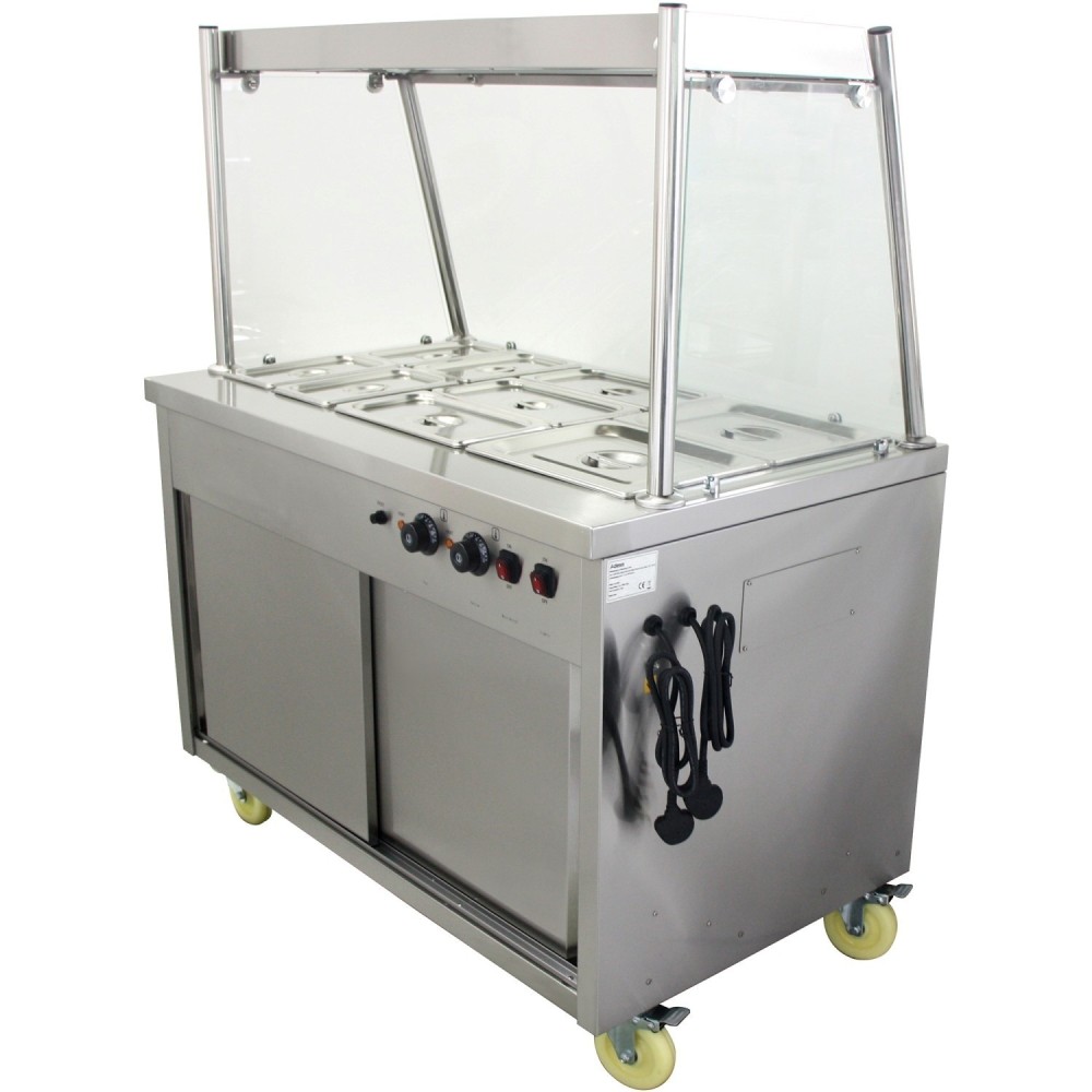 Mobile Food Service Counter with Bain Marie Top and Hot Cupboard | Stalwart DA-HYH3WS