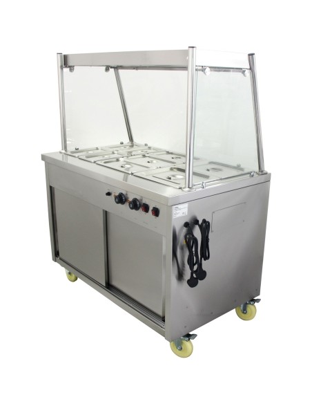 Mobile Food Service Counter with Bain Marie Top and Hot Cupboard | Stalwart DA-HYH3WS