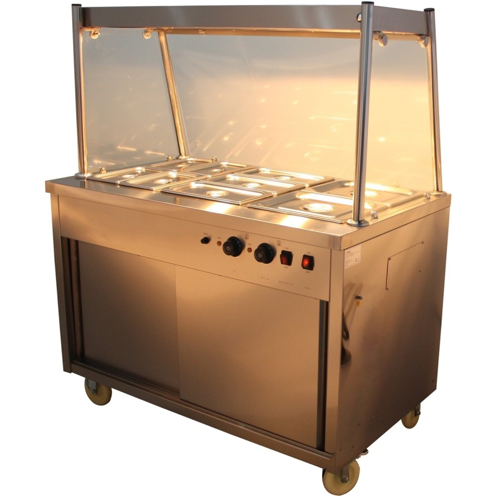 Mobile Food Service Counter with Bain Marie Top and Hot Cupboard | Stalwart DA-HYH3WS
