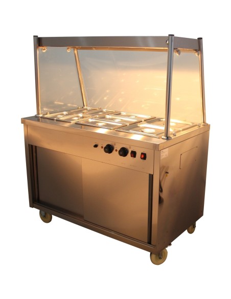 Mobile Food Service Counter with Bain Marie Top and Hot Cupboard | Stalwart DA-HYH3WS