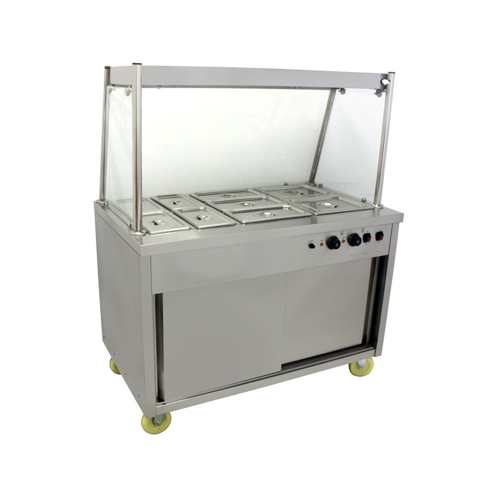 Mobile Food Service Counter with Bain Marie Top and Hot Cupboard | Stalwart DA-HYH3WS