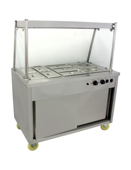 Mobile Food Service Counter with Bain Marie Top and Hot Cupboard | Stalwart DA-HYH3WS