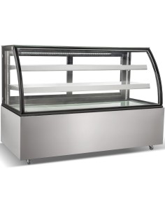 Cake Counter Curved Glass Front 1500x730x1200mm 2 shelves Stainless Steel base, LED Lighting | DA-GN1500CF2