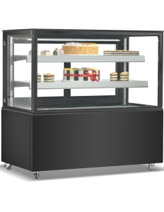 Cake counter Straight front 1500x730x1200mm 2 shelves Black base LED | DA-GN1500R2BLACK