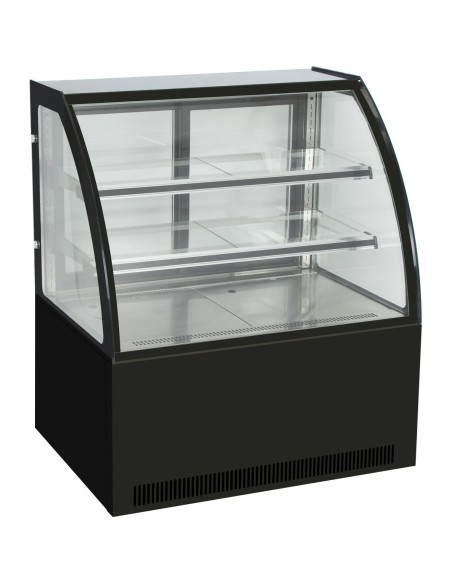 Cake counter Curved front 1500x730x1200mm 2 shelves Black base LED | DA-GN1500C2BLACK