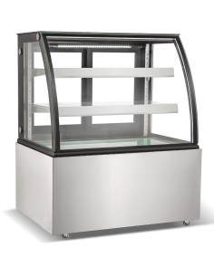 Cake counter Curved front 1200x730x1200mm 2 shelves Stainless steel base LED | DA-GN1200CF2