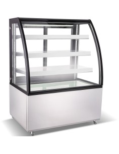 Cake counter Curved front 1200x730x1300mm 3 shelves Stainless steel base LED | DA-GN1200CF3