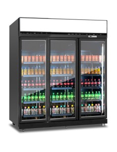 Commercial Display Refrigerator with Triple Glass door & Canopy 1530 litres Black | Stalwart DA-KLG1880