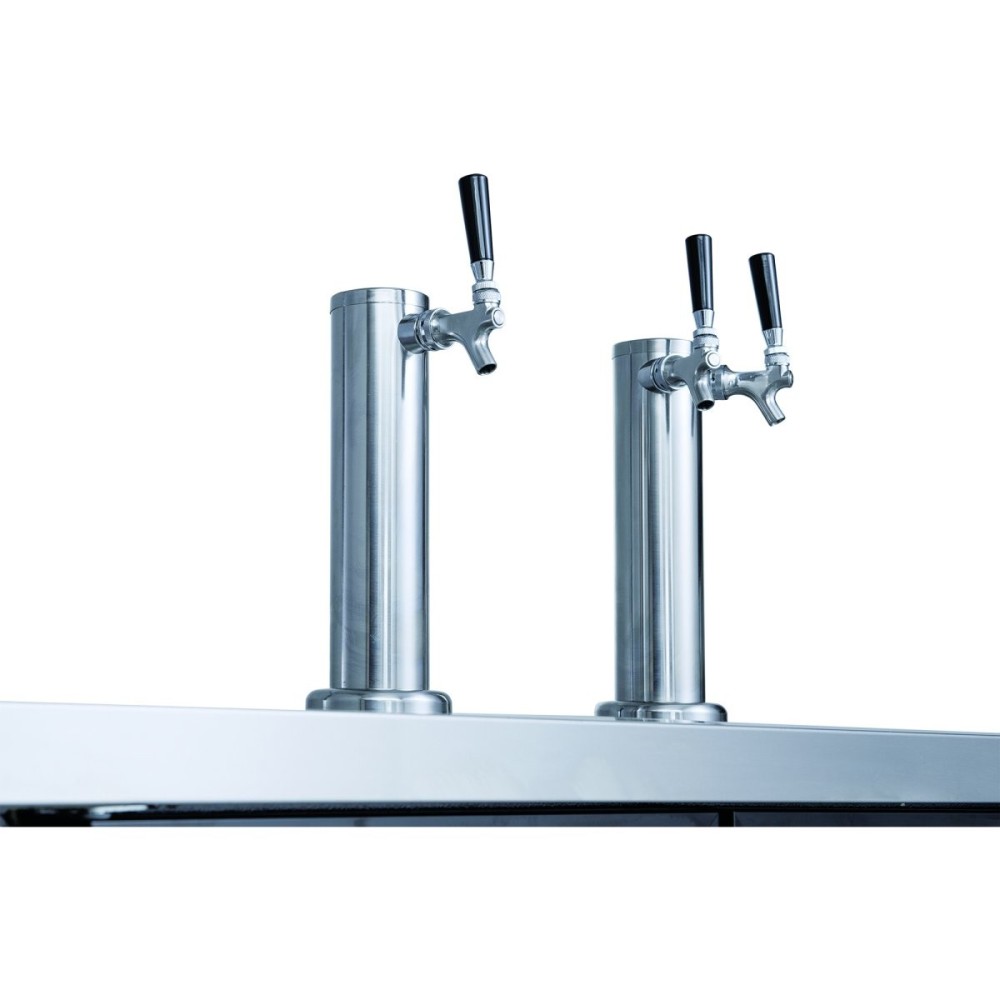 Direct Draw Beer Dispenser - Twin Door Keg Cooler with Double Beer Taps Black | Stalwart DA-DKB60M2