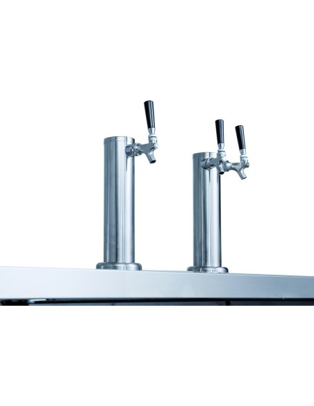 Direct Draw Beer Dispenser - Twin Door Keg Cooler with Double Beer Taps Black | Stalwart DA-DKB60M2