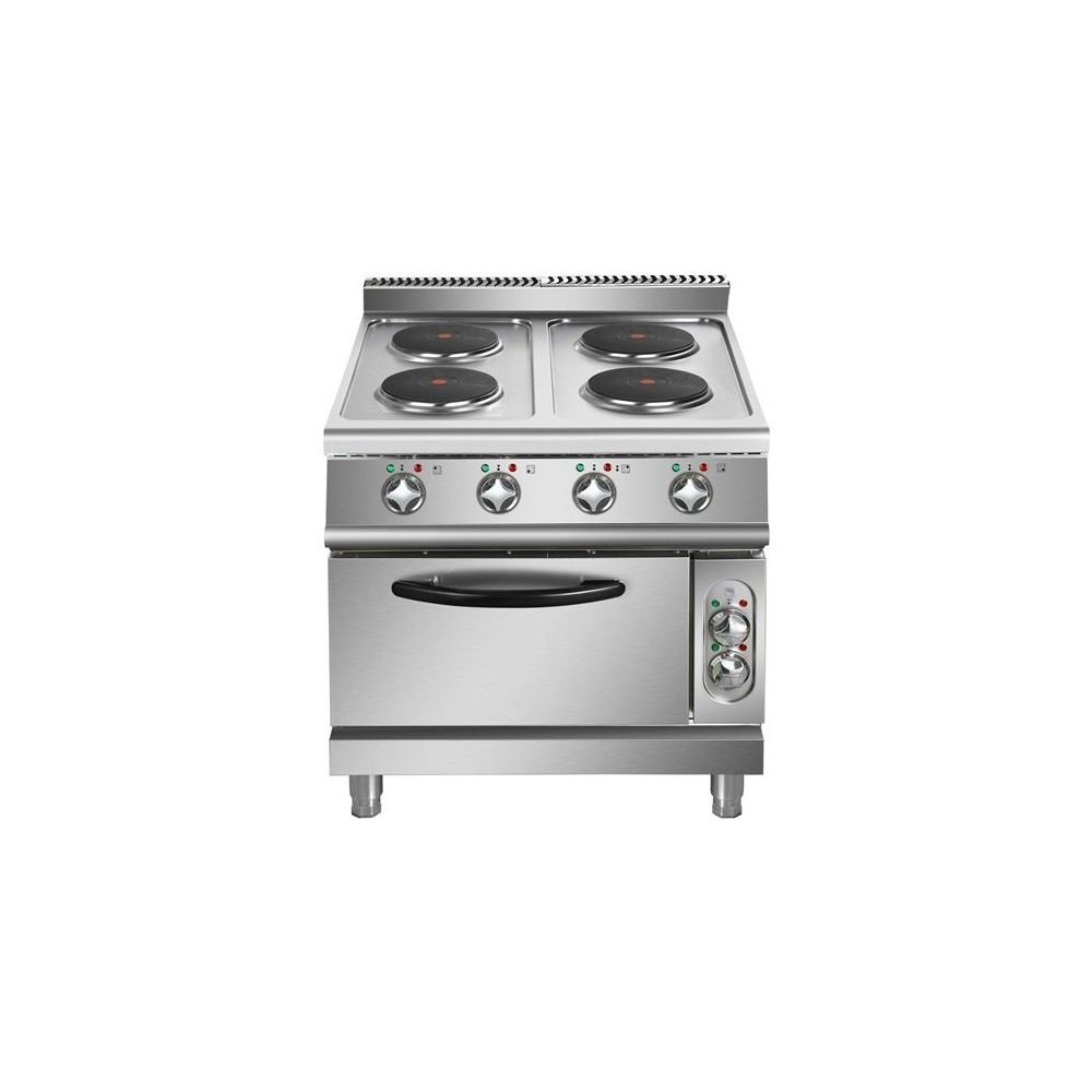 Commercial Electric Cooker 4 Burners with Electric Oven 10.4kW+4.8kW 900mm Depth | Stalwart DA-HRQ912A