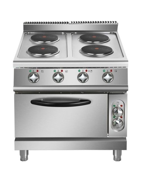 Commercial Electric Cooker 4 Burners with Electric Oven 10.4kW+4.8kW 900mm Depth | Stalwart DA-HRQ912A