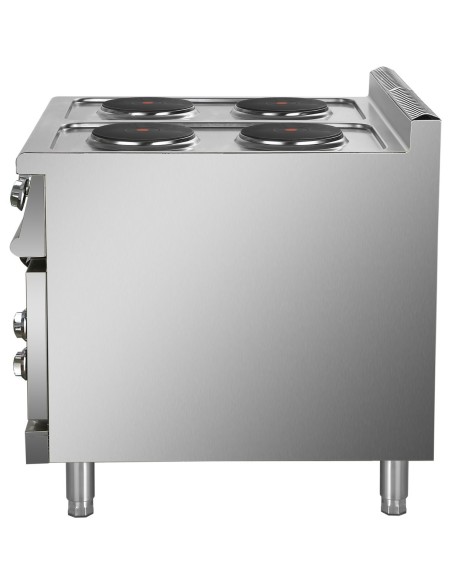 Commercial Electric Cooker 4 Burners with Electric Oven 10.4kW+4.8kW 900mm Depth | Stalwart DA-HRQ912A