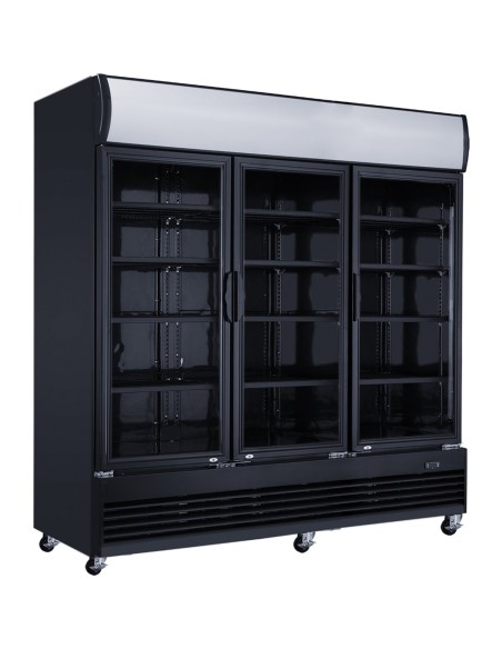 Commercial Bottle cooler 1300 litres Ventilated cooling 3 hinged doors Black | Stalwart DA- LG1300BFBLACK
