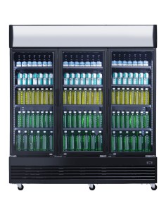 Commercial Bottle cooler 1300 litres Ventilated cooling 3 hinged doors Black | Stalwart DA- LG1300BFBLACK 2